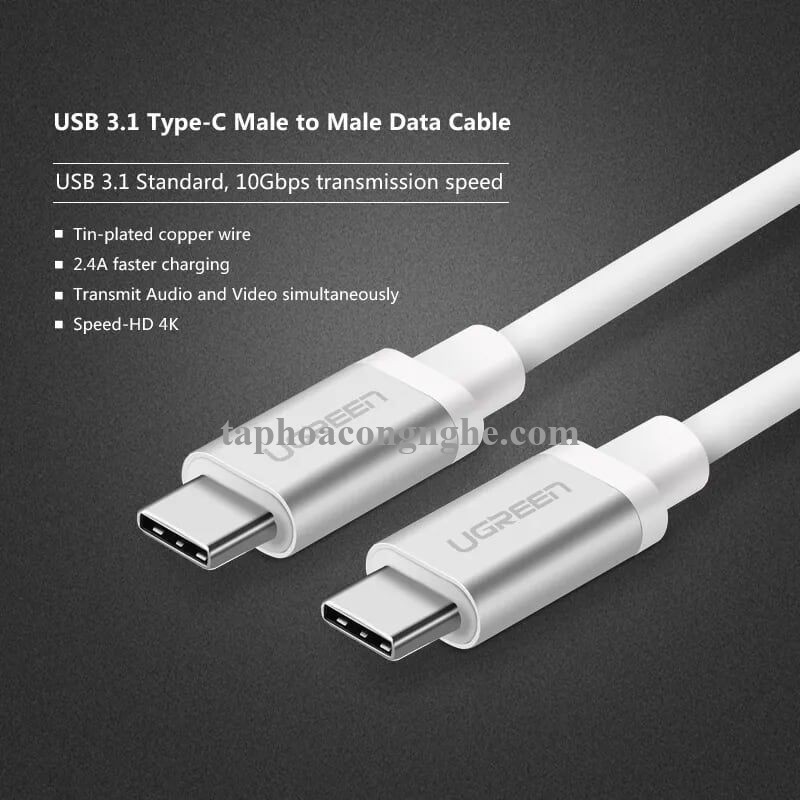Ugreen 10680 0.5M màu bạc Cáp TypeC (3.1) Data cao cấp US161 30010680